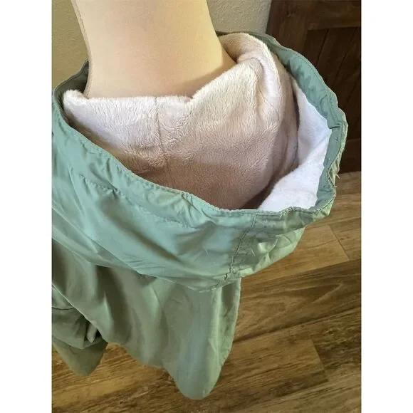 Free Country Women's Windbreaker Jacket 2XL Green Faux Fur Lined Hooded - Picture 7 of 13